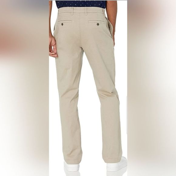 Good Threads Khaki Chino Pants Flat Front Slim Fit Stretch Stone NWT Sz. 32WX36L - Picture 2 of 9